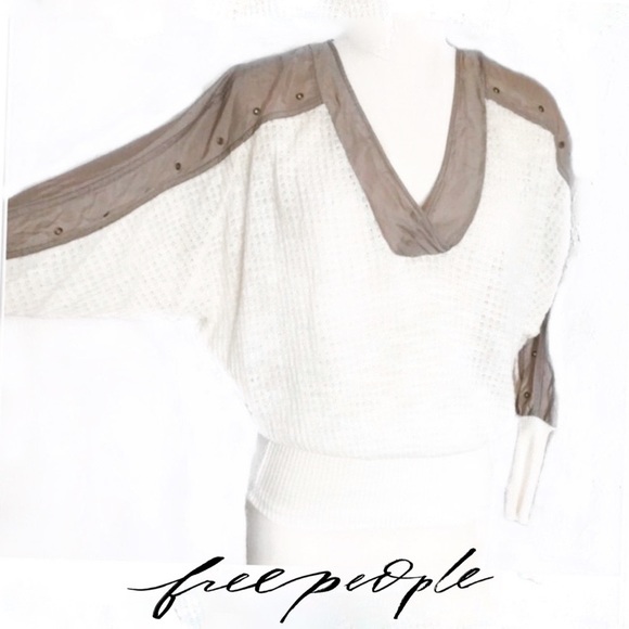 FP Cream Colored Dolman Sleeve Waffle Knit Top - Picture 2 of 11